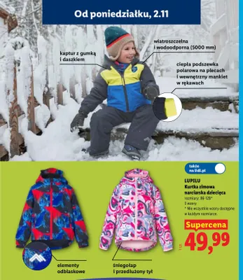 Kurtka zimowa narciarska dziecięca Lupilu promocja w Lidl