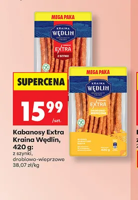 Kabanosy Extra drobiowo-wieprzowe Kraina Wędlin promocja w Biedronka