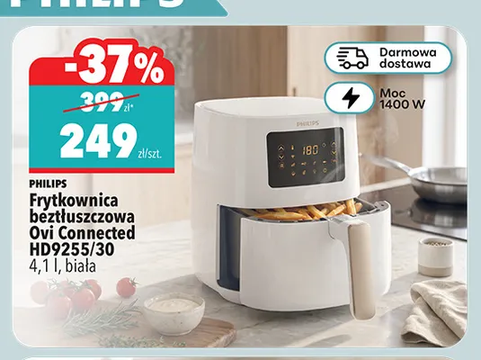 Frytkownica beztłuszczowa Ovi Connected HD9255/30 4,1 l biała Philips promocja w Biedronka