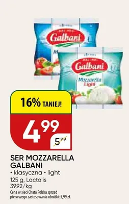 Ser mozzarella klasyczna light promocja w Chata Polska