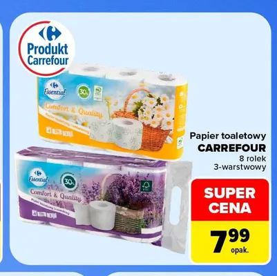Papier toaletowy Carrefour 8-pak 3-warstwowy promocja w Carrefour