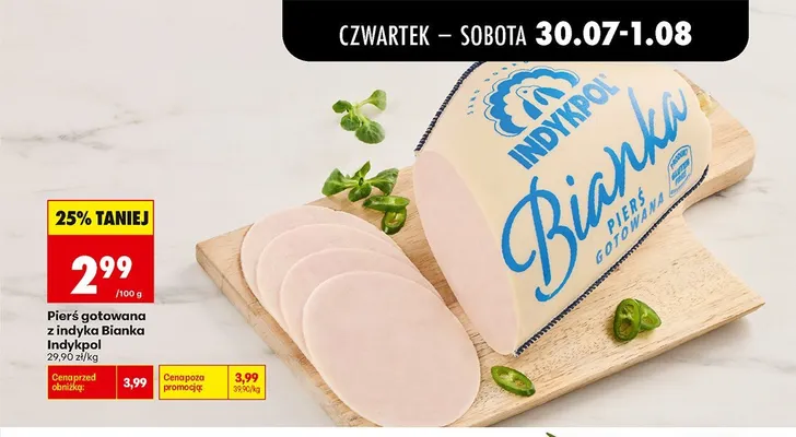 Pierś gotowana z indyka Bianka Indykpol promocja w Biedronka