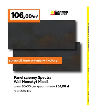 Panel ścienny Spectra Wall Hematyt Miedź Korner promocja w Bricoman