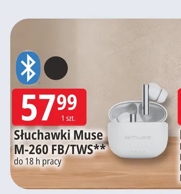 Słuchawki bezprzewodowe Muse M-260 FB/TWS promocja w Leclerc