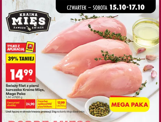 Świeży filet z piersi kurczaka Kraina Mięs Mega Paka promocja w Biedronka