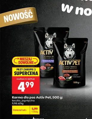 Karma dla psa Activ Pet jagnięcina promocja w Biedronka