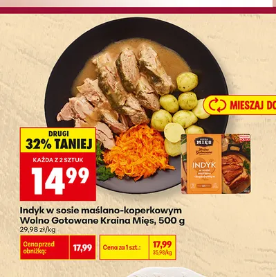Indyk w sosie maślano-koperkowym Wolno Gotowane Kraina Mięs promocja w Biedronka
