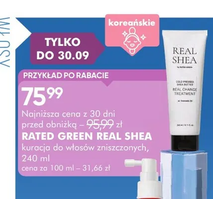 Kuracja do włosów zniszczonych Real Shea Rated Green promocja w Super-Pharm