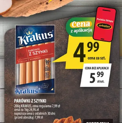 Parówki z szynki Krakus promocja w Arhelan