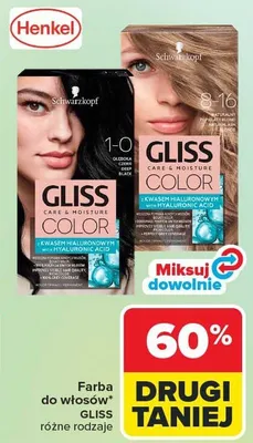Farba do włosów Gliss różne rodzaje promocja w Carrefour