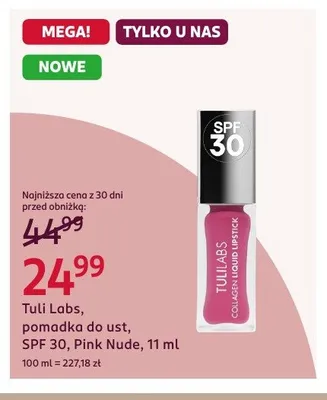 Pomadka do ust Tuli Labs SPF 30 Pink Nude promocja w Rossmann