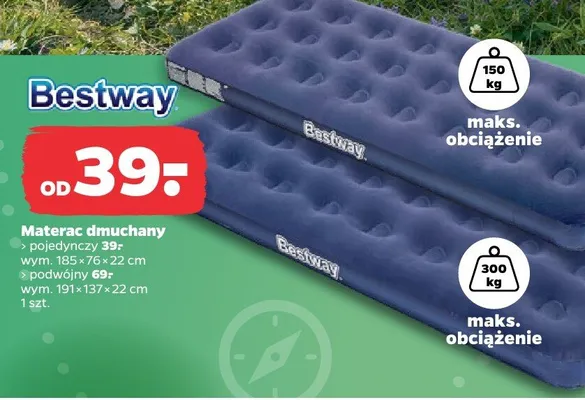 Materac dmuchany jednoosobowy promocja w Netto