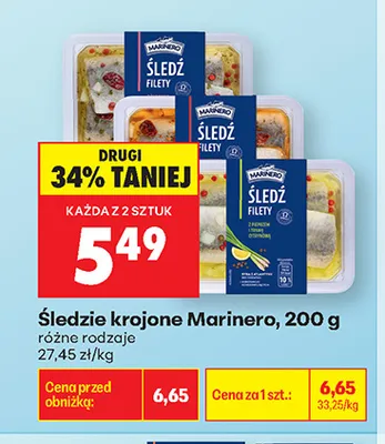 Śledzie krojone Marinero promocja w Biedronka