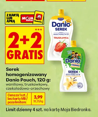 Serek homogenizowany Danio Pouch czekoladowo-orzechowy promocja w Biedronka