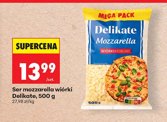 Ser mozzarella wiórki Delikate promocja w Biedronka