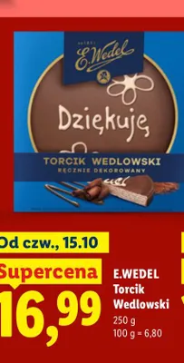 Torcik Wedlowski E.Wedel ręcznie dekorowany promocja w Lidl