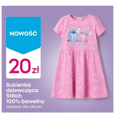 Sukienka dziewczęca Stitch 100% bawełny rozmiary 104-134cm promocja w Pepco