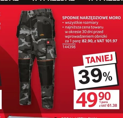 Spodnie narzędziowe moro promocja w Selgros