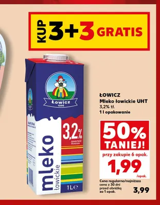 Mleko UHT łowickie Łowicz 3,2% promocja w Kaufland