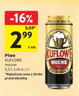 Piwo Kuflowe mocne promocja w Intermarche