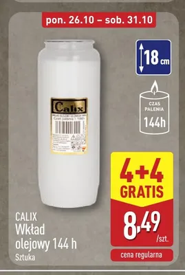 Wkład olejowy 144 h Calix promocja w Aldi