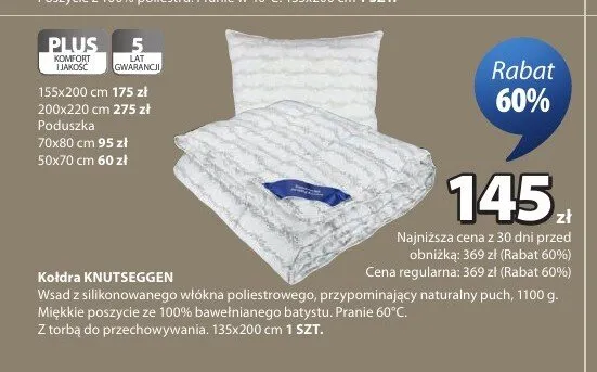 Kołdra KNUTSEGGEN 135x200 cm promocja w Jysk