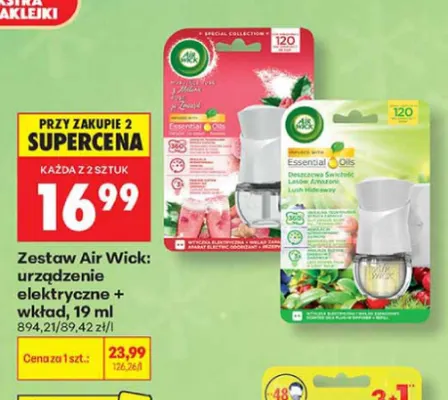 Odświeżacz powietrza Air Wick zestaw urządzenie elektryczne + wkład Musujące Rosé z Maliną promocja w Biedronka