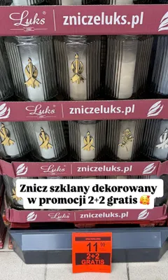 Znicz szklany dekorowany Luks promocja w Aldi