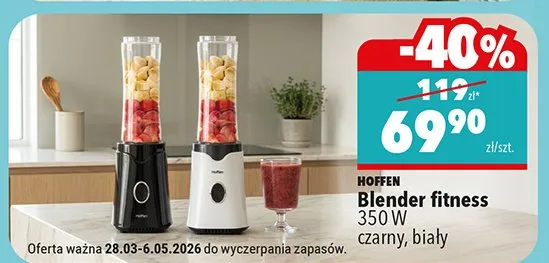 Blender fitness 350 W czarny, biały promocja w Biedronka