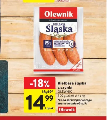 Kiełbasa śląska z szynki OLEWNIK promocja w Intermarche