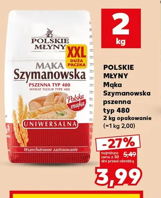 Mąka Szymanowska pszenna typ 480 Polskie Młyny promocja w Kaufland