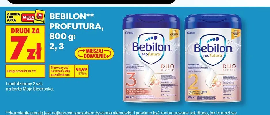 Mleko następne Bebilon Profutura 2 promocja w Biedronka