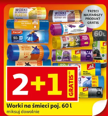 Worki na śmieci pojemność 60l promocja w Auchan