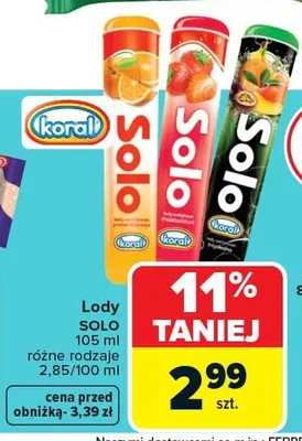 Lody Solo różne rodzaje promocja w Carrefour Market