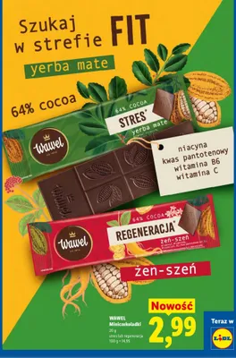 Miniczekoladka Wawel 64% Cocoa Regeneracja Żeń-szeń promocja w Lidl