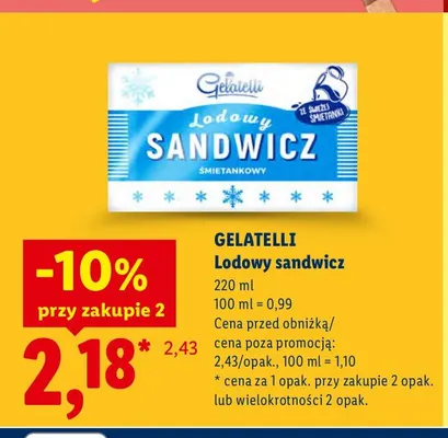 Lodowy sandwicz Gelatelli promocja w Lidl
