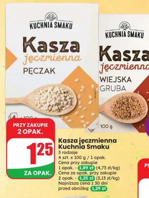 Kasza jęczmienna wiejska gruba Kuchnia Smaku 4-pak 100 g promocja w Dino
