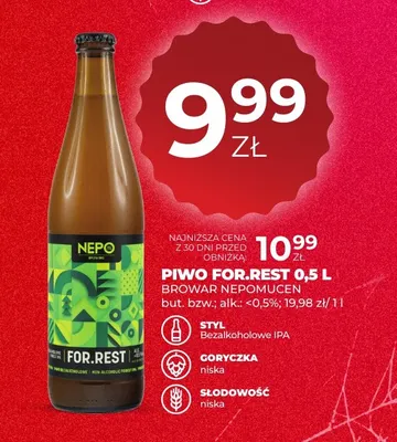 Piwo bezalkoholowe For.Rest Nepomucen promocja w Duży Ben