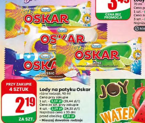 Lody na patyku Oskar różne rodzaje promocja w Dino