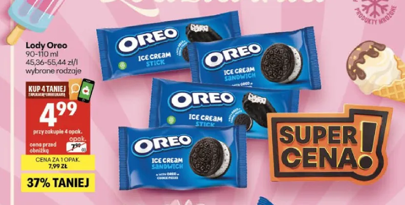 Lody Oreo Ice Cream Sandwich promocja w Delikatesy Centrum