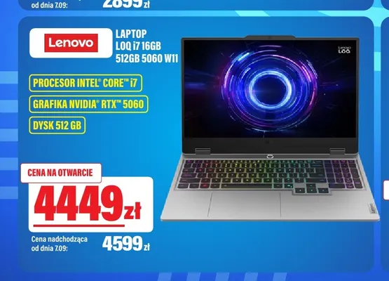 Laptop Lenovo Loq i7 16GB 512GB 5060 W11 promocja w RTV EURO AGD