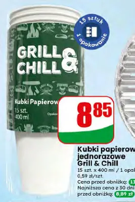 Kubki papierowe jednorazowe Grill & Chill promocja w Dino