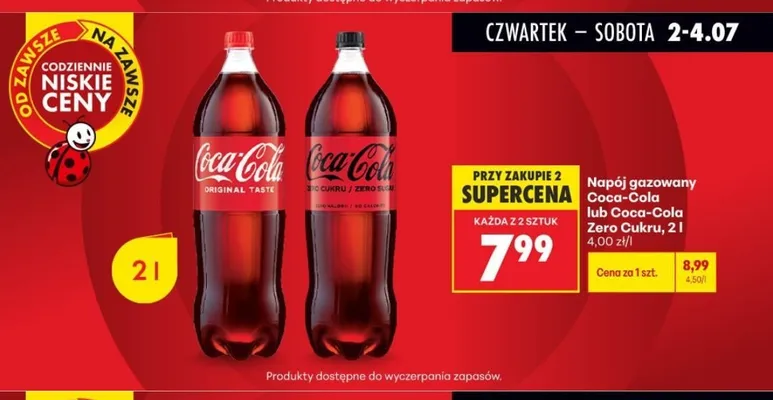 Napój gazowany Coca-Cola Zero Cukru promocja w Biedronka