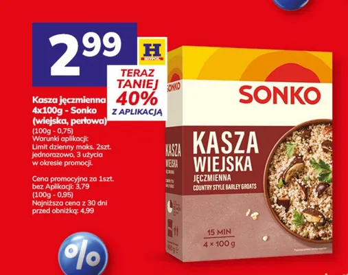 Kasza jęczmienna perłowa 4-pak Sonko promocja w Hitpol