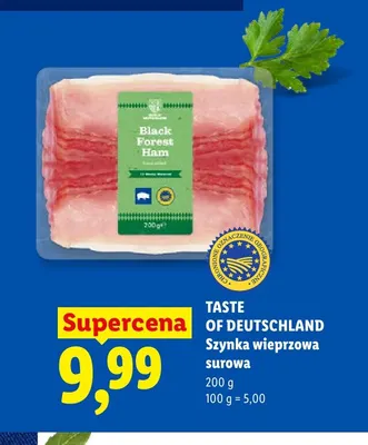 Szynka wieprzowa surowa Taste of Deutschland Black Forest Ham promocja w Lidl