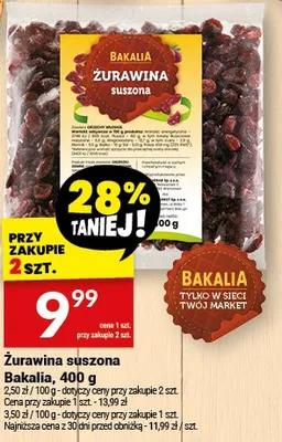 Żurawina suszona Bakalia promocja w Twój Market