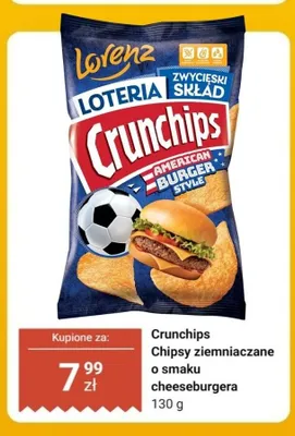 Chipsy ziemniaczane Crunchips o smaku cheeseburgera promocja w Dino