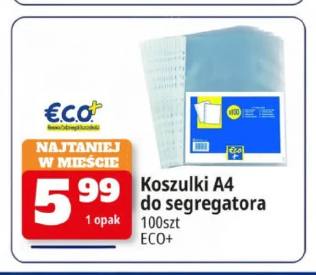 Koszulki A4 do segregatora ECO+ 100 sztuk promocja w Leclerc
