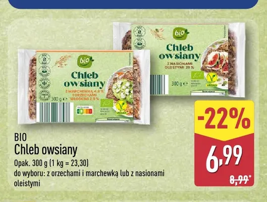 Chleb owsiany z nasionami oleistymi Bio promocja w Aldi