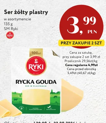 Ser żółty Rycka Gouda plastry Ryki promocja w Market Point